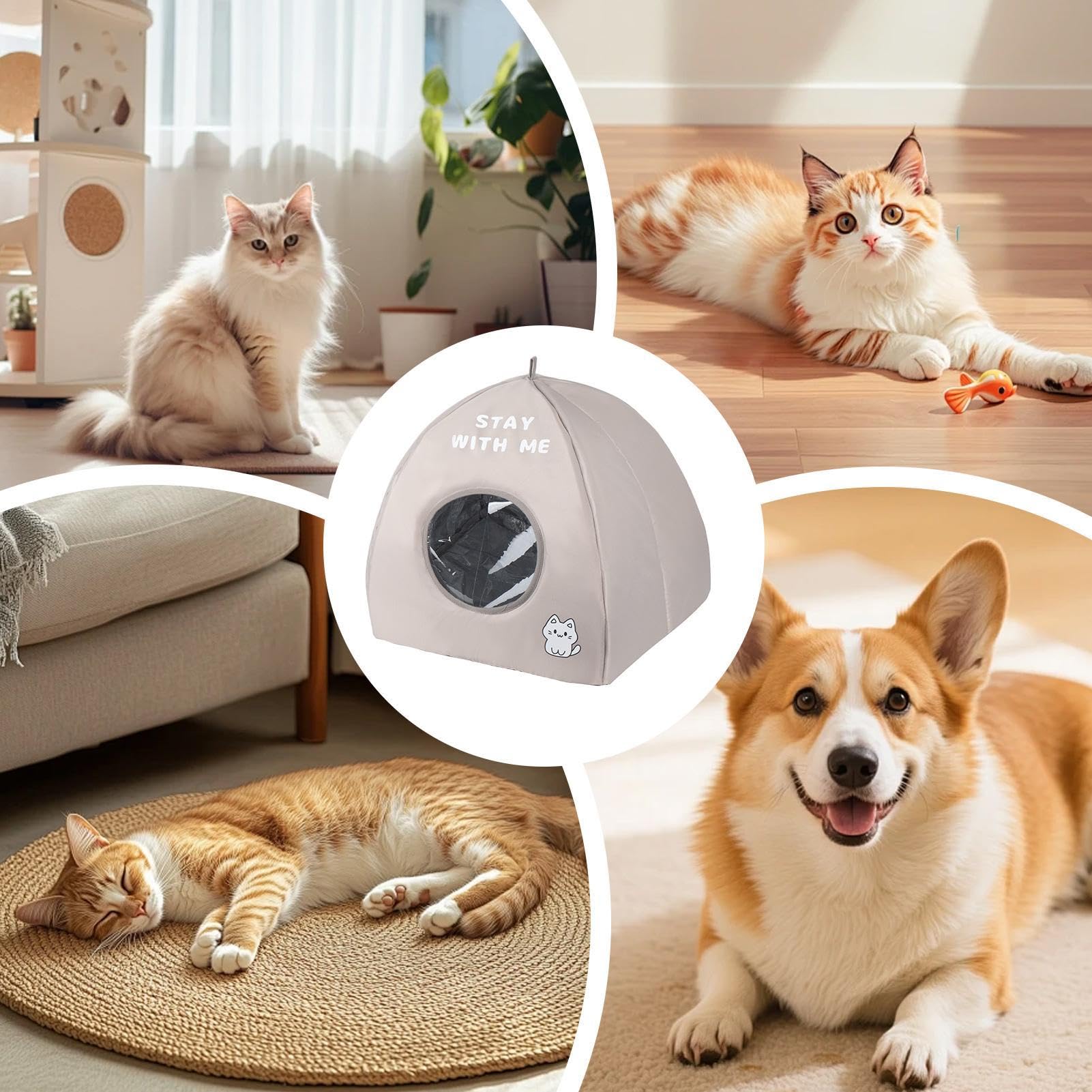 Cooling Cat House, Cool Kitten Shelter with Insulated Foil Lining Cooling Dog House Outdoor Portable Style, for Apartment Home Office Bedroom Living Room Study Patio Daily Comfort Use