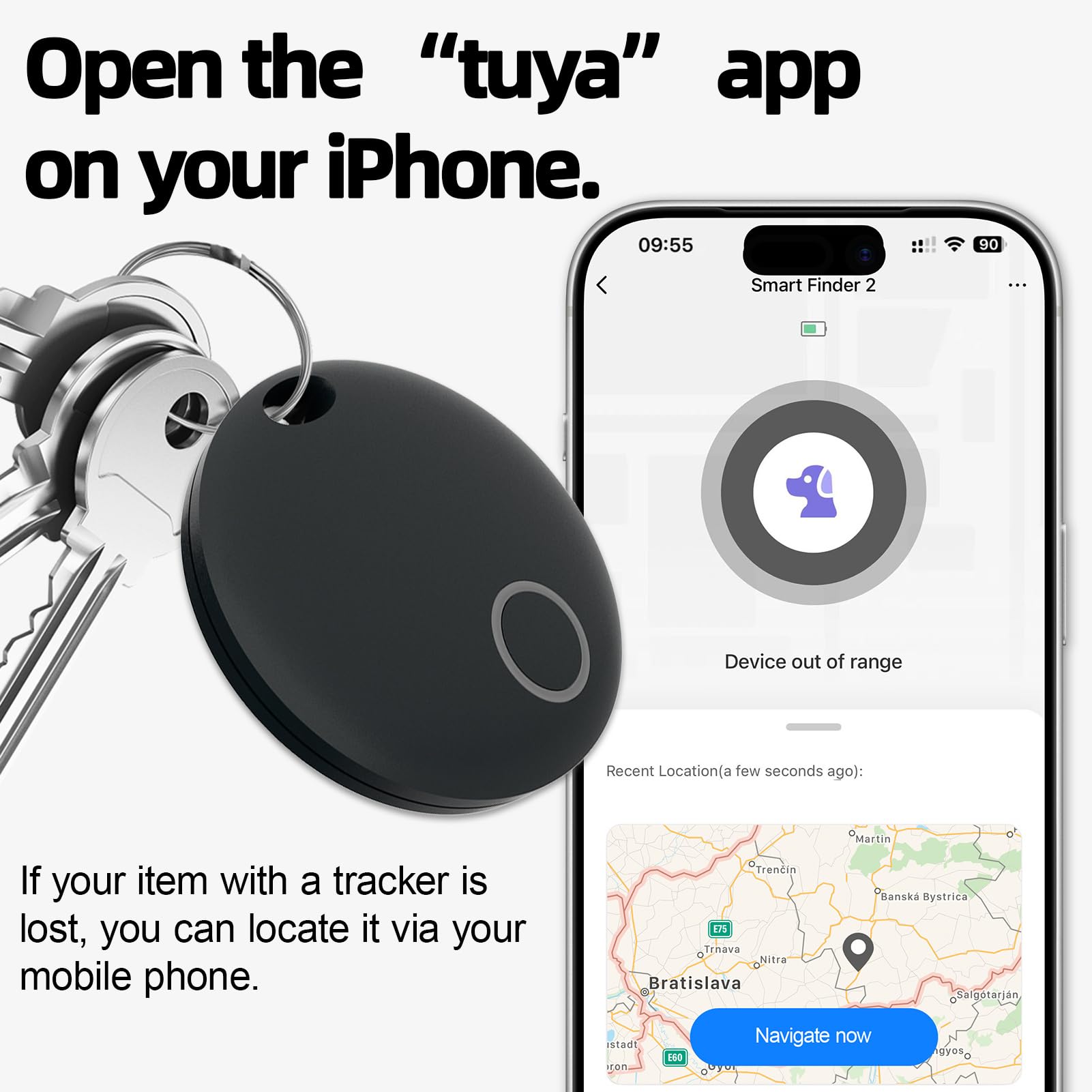 Confezione da 2 etichette per tracciamento bagagli, compatibili con app TUYA, compatibili sia con iOS che Android, localizzatore di chiavi con suono, smart tag, ricerca oggetti per chiavi, borse,