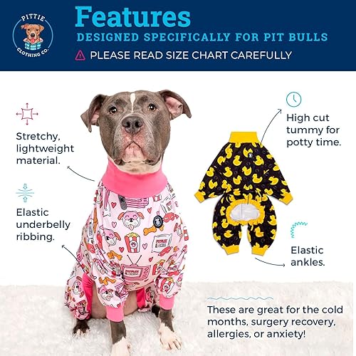 Miniatura 5 de Pittie Clothing - Pijama Pit Bull para perro, mameluco de cobertura completa para Pitbull pijamas para perros, pijamas para perros, ropa de pitbull