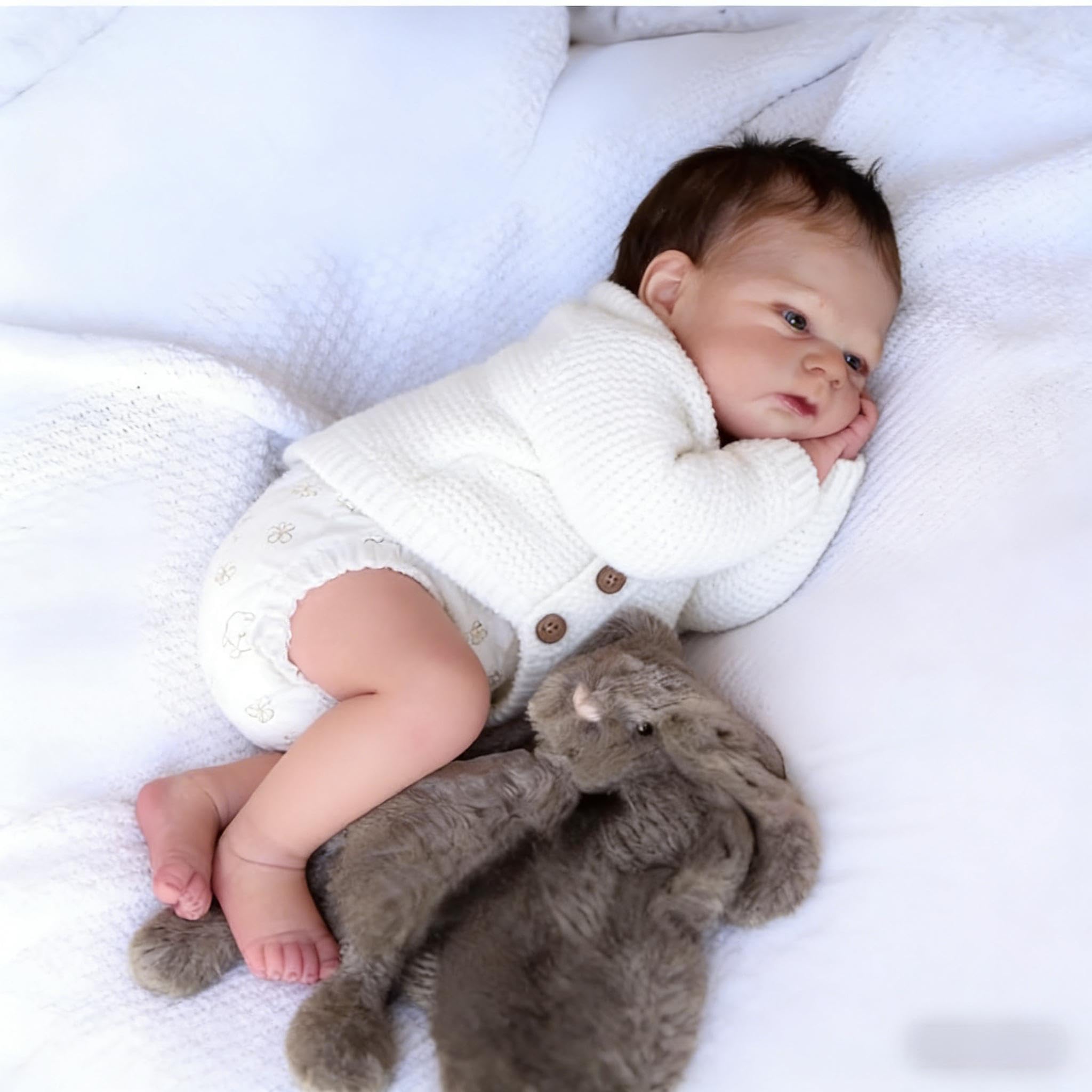 RXDOLL Reborn Baby Dolls silikonowy winyl na całe ciało, 43 cm, anatomicznie poprawna, dziewczyna, realistyczna, Reborn, ukorzenione włosy, realistyczna, pełna silikonowa lalka niemowlęca, prezent