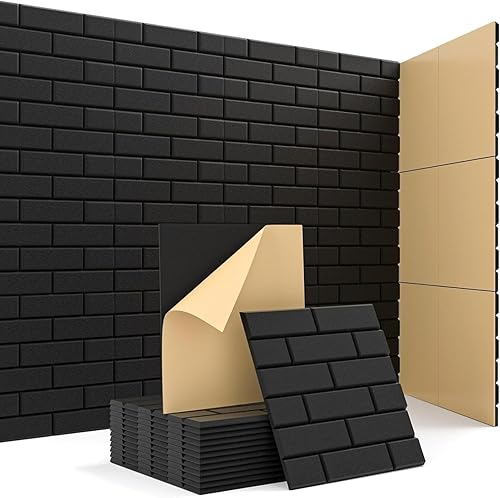 Paquete de 12 paneles de pared insonorizados, paneles de pared de fieltro absorbentes de sonido de 12 x 12 x 0.4 pulgadas, paneles acústicos
