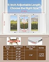Vista 2 de VEVOR Puerta de gato para ventana, ajustable para adaptarse a un ancho de ventana de 27 a 32 pulgadas, 4 modos de bloqueo seguro, marco de aluminio