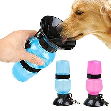 DRODRM Dog Water Bowl Bottle Sipper Portable Aqua Dog Travel Water Bottle Bowl 18-oz Dog Bottle 500ml Auto Dog Mug for Pets-1PCS -Multi Color-Plastic