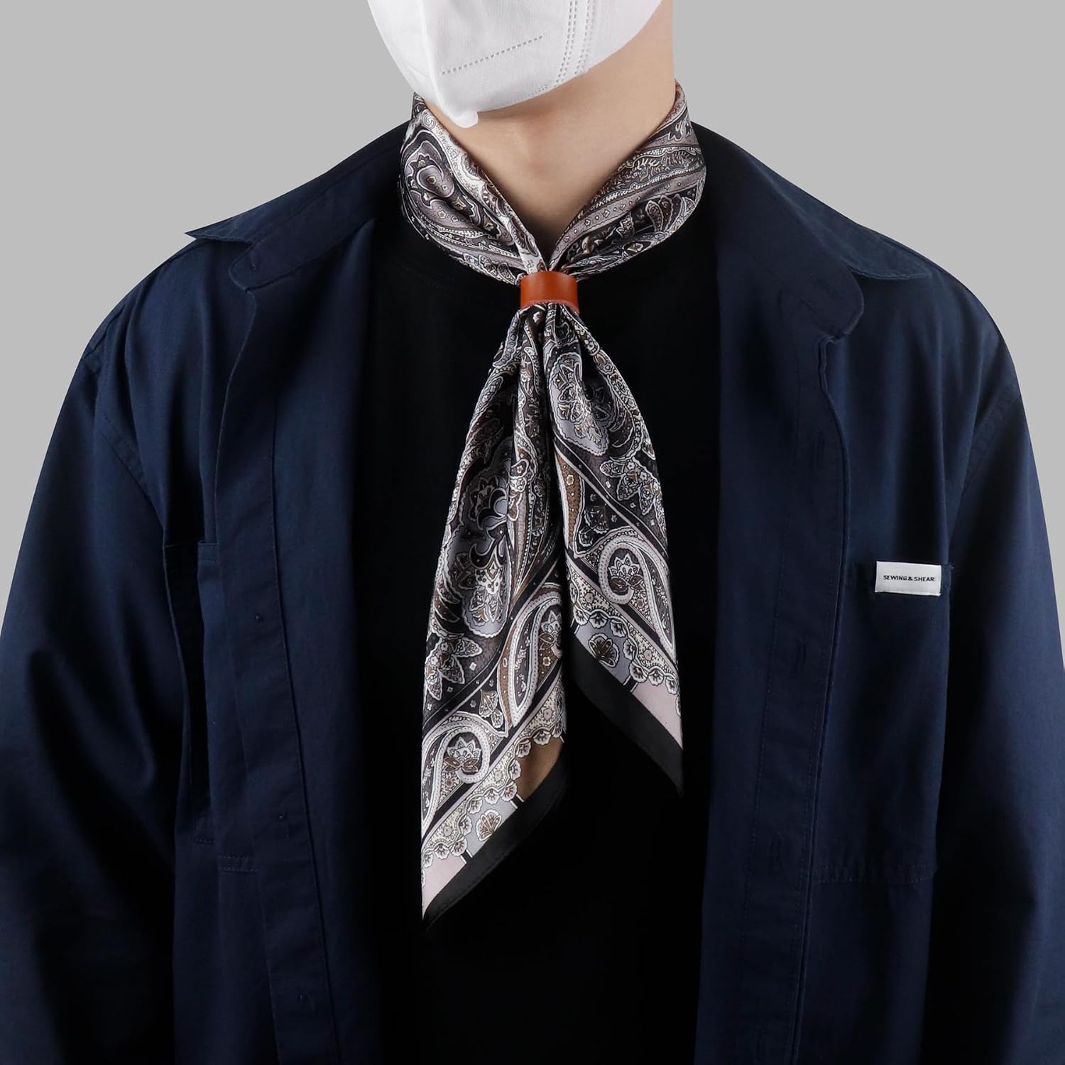 27.5 Inches Square Silk Feeling Neck Scarf for Men Necktie Silk Bandanas Pocket Square Cowboy Scarves image 4