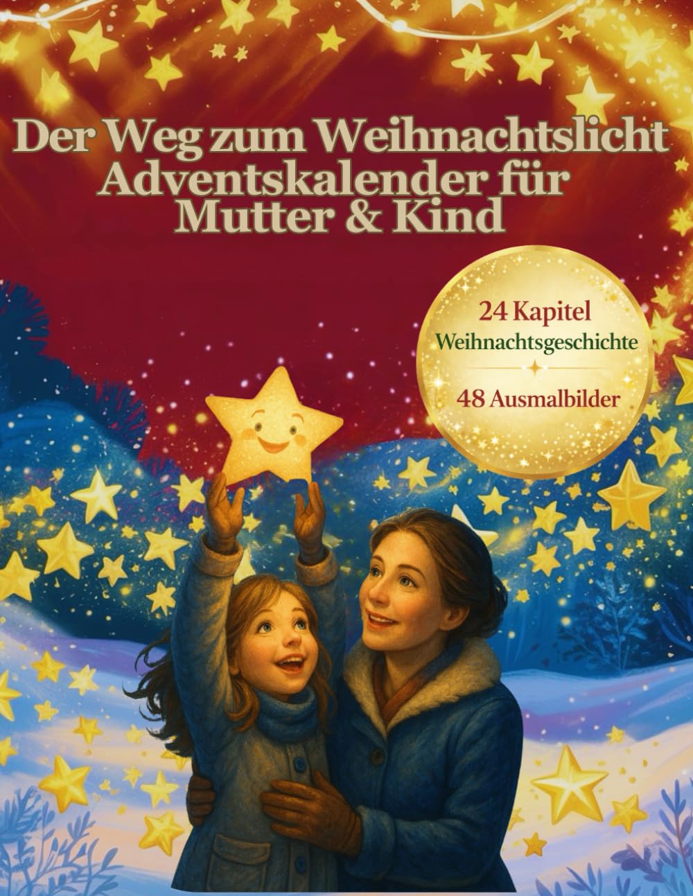 Der Weg zum Weihnachtslicht – Adventskalender Malbuch für Mutter & Kind: Adventskalender Malbuch für Mutter & Kind – 24 Tage, 48 Ausmalbilder & eine magische Weihnachtsgeschichte