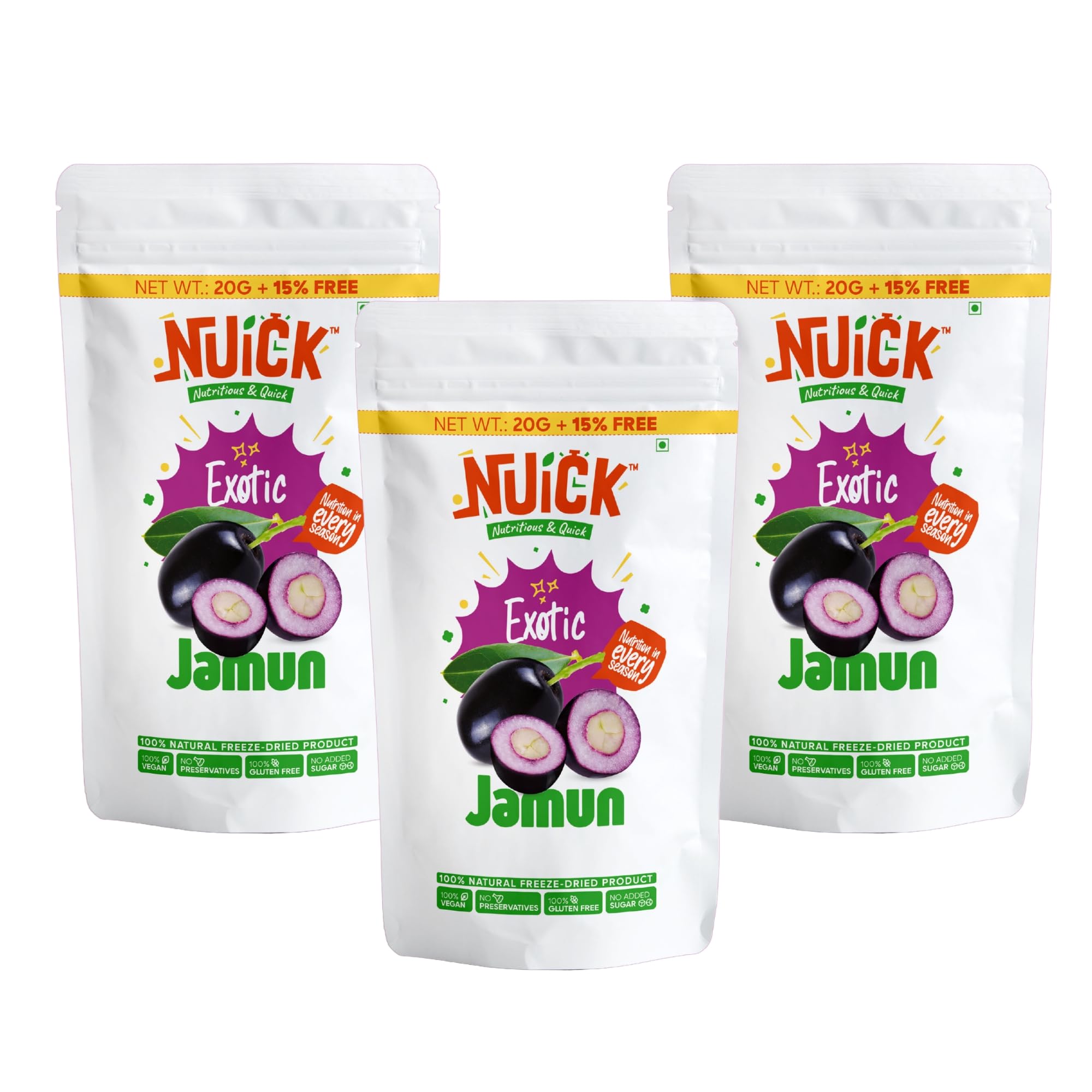 NUICK Freeze Dried Jamun | 23g x 2 | 100% Natural fruit, No Preservative, No Added Sugar, Not Frozen | Nutritious and Crunchy Snacks for Kids and Adults (B0DCBZRPFL) Amazon Price History, Amazon Price Tracker