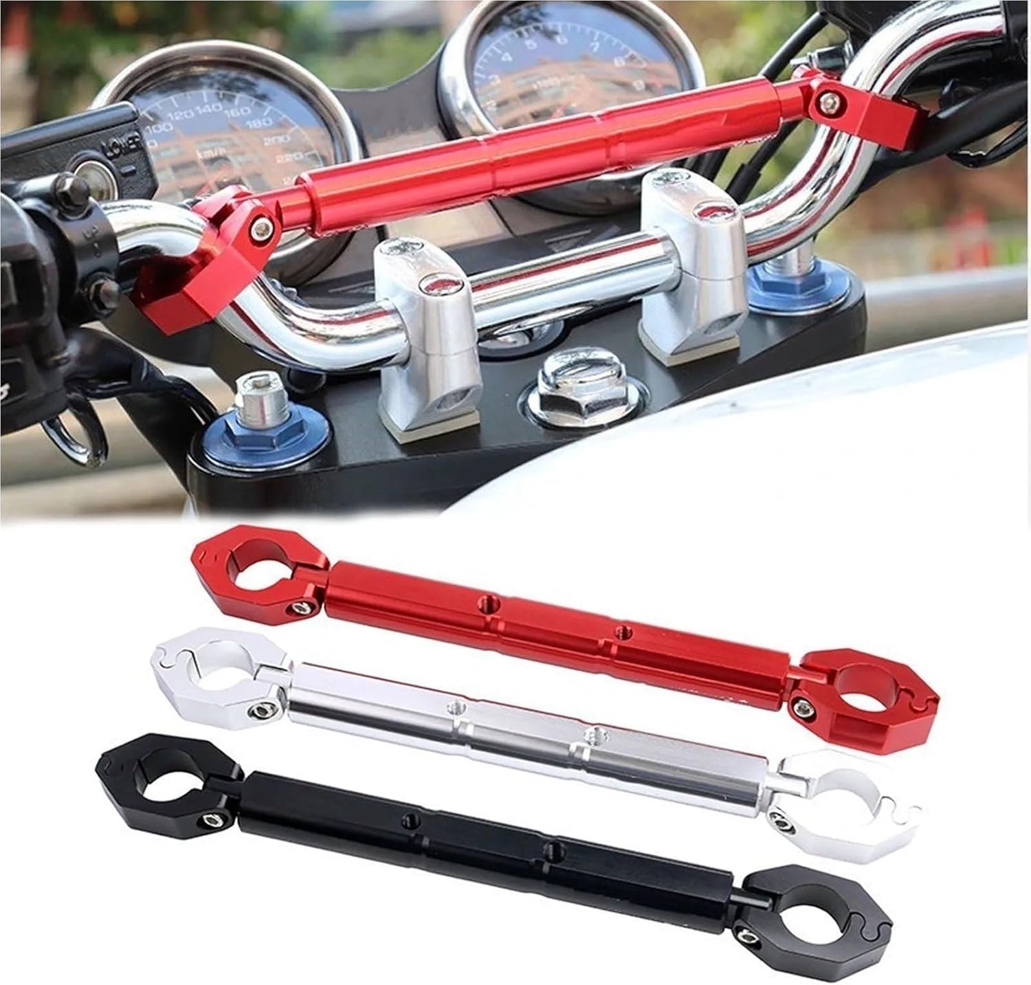 ブレース バー オートバイ用ユニバーサル調節可能ハンドルバーエクステンダー多機能クロスバーバランスブラケットアルミ合金厚みのあるバラ