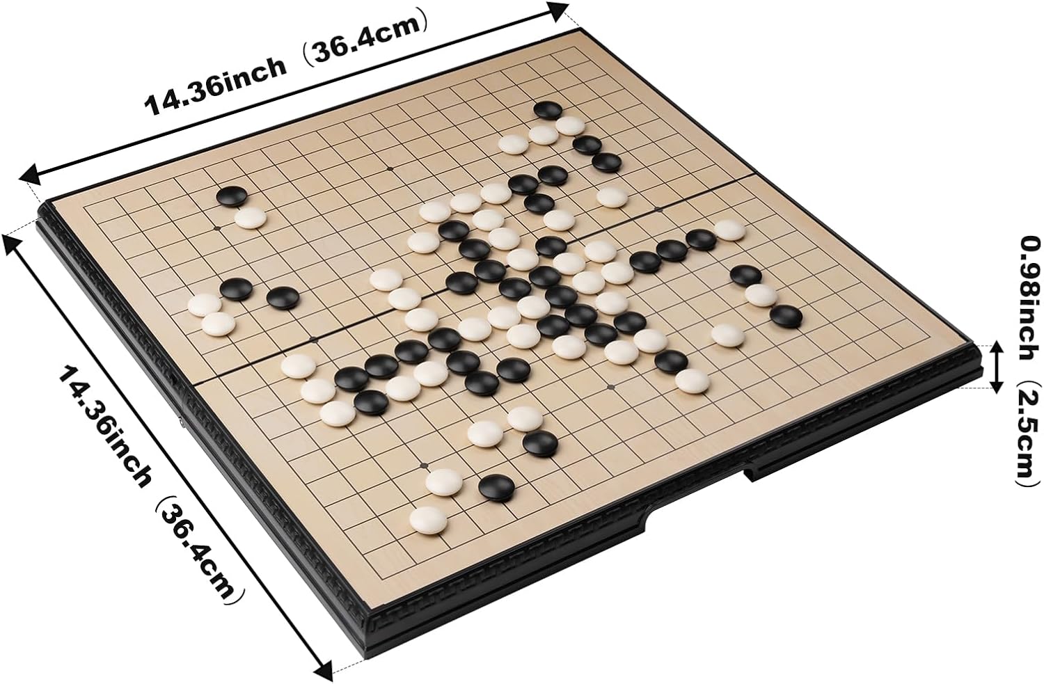 Go Set Magnetic Foldable Portable Travel Game Set go Game Board 19 x19 14.36 inches Suitable for Beginners Professionals Children and Adults it can Also be Used for Teaching