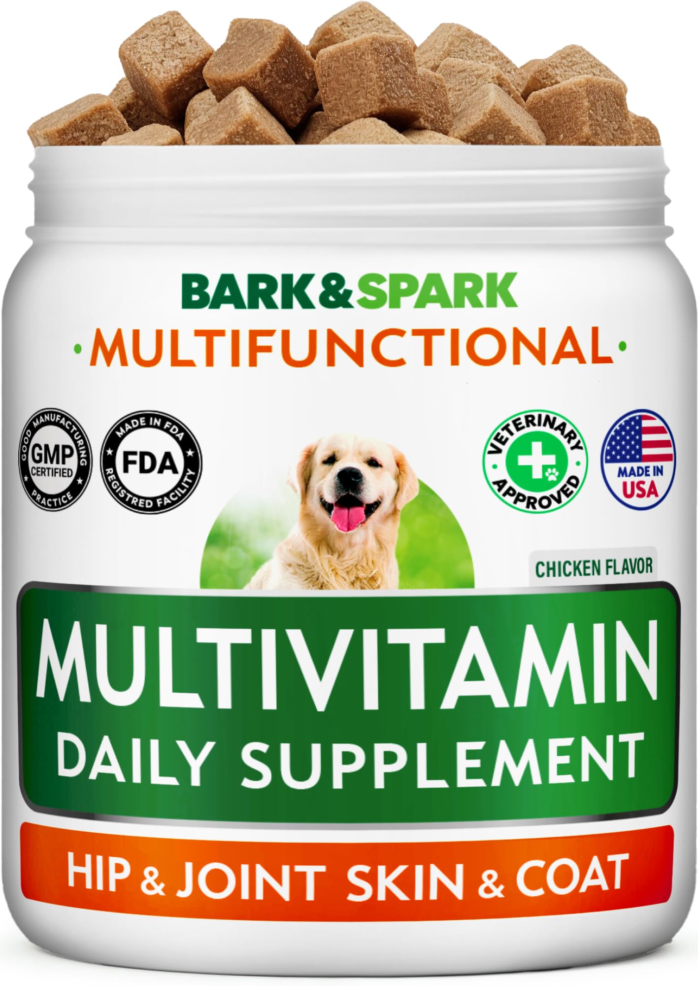 BARK&SPARK Dog Multivitamin Chews Glucosamine Chondroitin with Omega 3