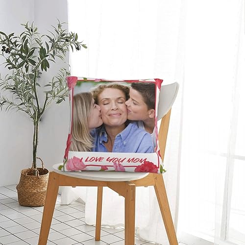 Miniatura 4 de Fundas de almohada personalizadas para mamá, añade el texto del nombre de la foto de tu mamá, funda de almohada personalizada de dos lados con