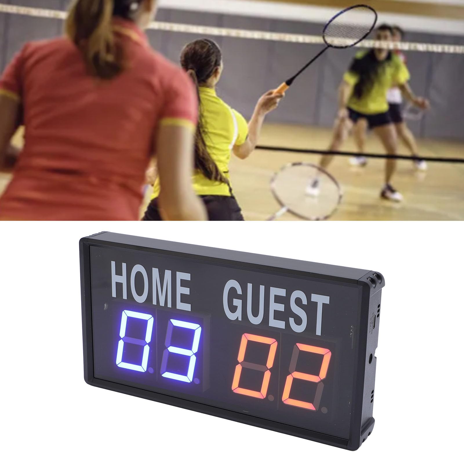 XUMIUZIY Tabellone Segnapunti Elettronico a LED, Segnapunti Portatile Alimentato Tramite USB con Telecomando per Partite di Pallavolo e Badminton