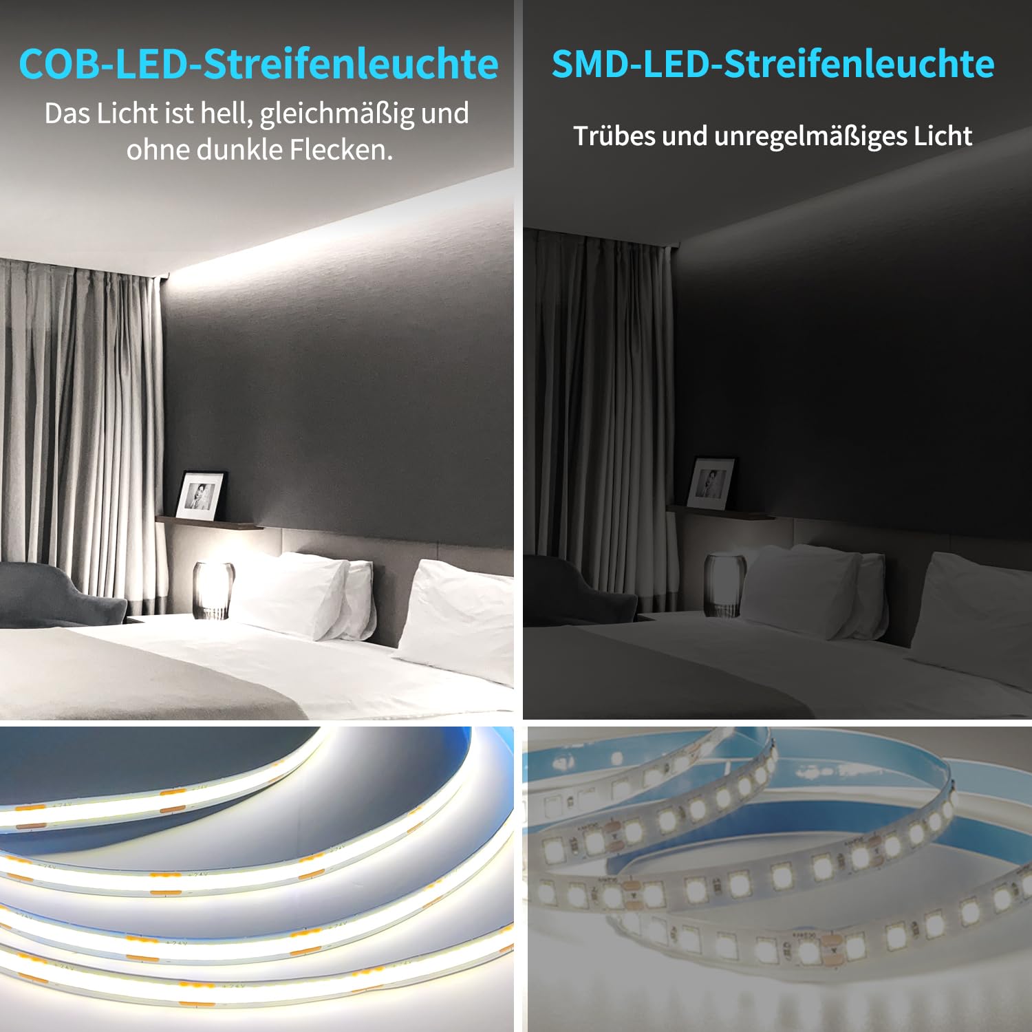 Striscia LED COB 30m 24V Bianco 6000K Con Telecomando E App | Flessibile E Tagliabile Per Fai Da Te | Luce Uniforme 180°