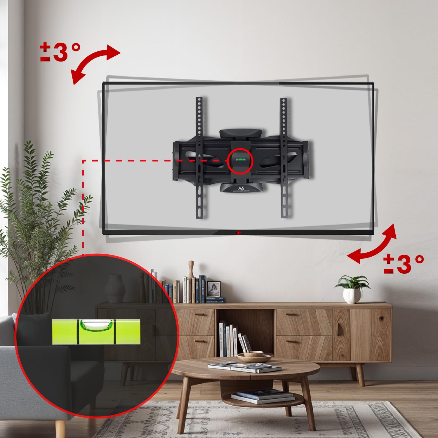 Maclean MC-781 Profesjonalny Uchwyt Ścienny na TV 26-70" Uniwersalny Uchwyt na Telewizor Zawieszany na Ścianie o Obciążeniu do 45 kg, Max. VESA 400x400, Regulowany Uchwyt na TV Plazmowy