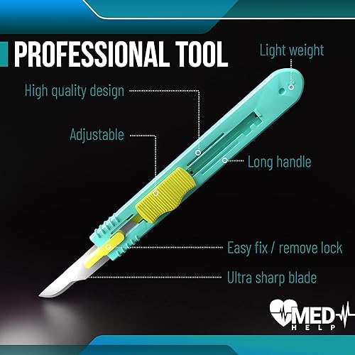 Miniatura 8 de Herramienta de dermaplaning con mango de plástico rosa  10 Dermablades de acero de alto carbono, envueltas individualmente #10 cuchillas quirúrgicas