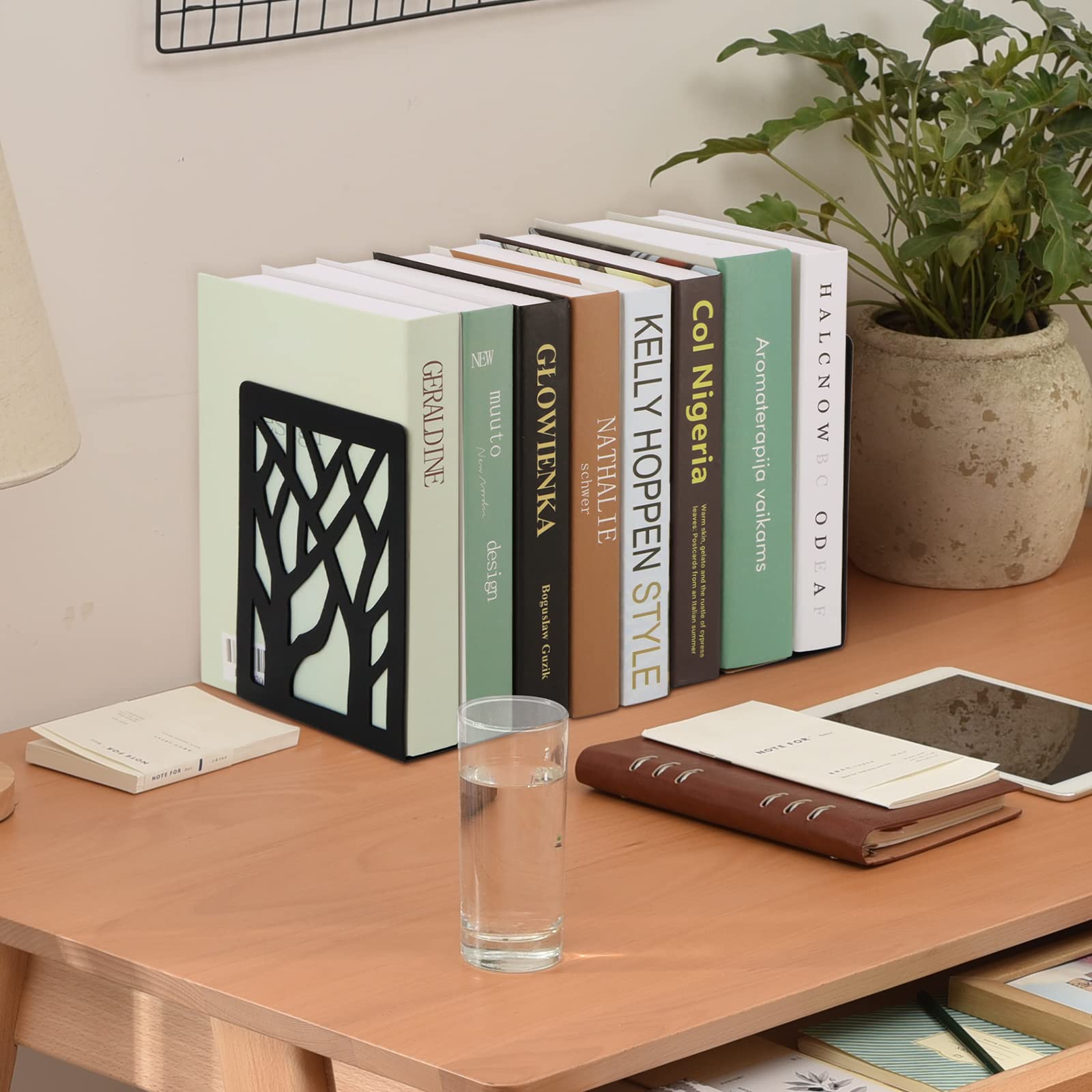 Amazon.co.jp: ブラック メタル ブックエンド、3 ペア ブックエンド 棚