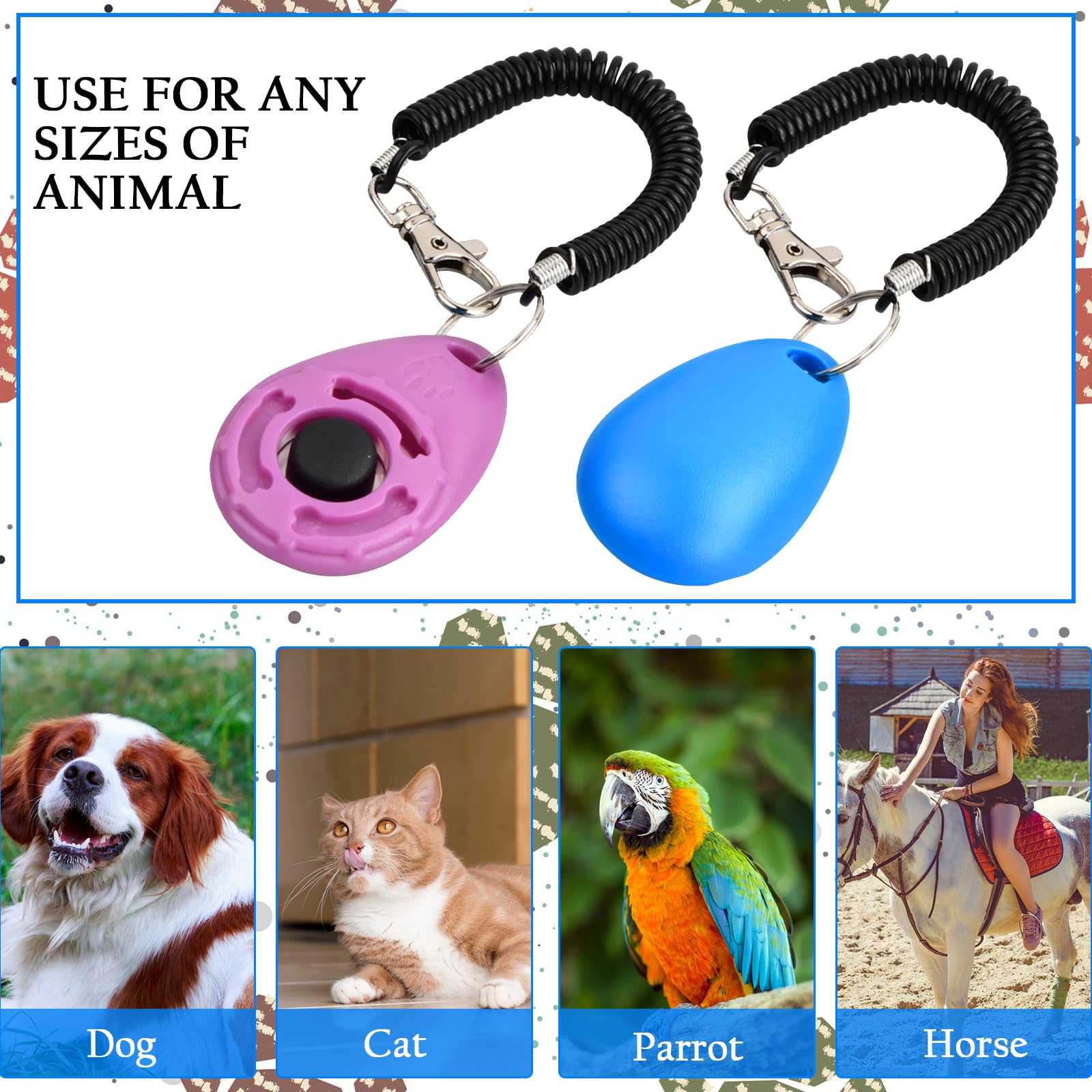 Training Clicker, Formazione Clicker per Cani, 9 Pzzie Animale Domestico Clickers, Clicker Addestramento Cani con Cinturino da Polso per Cane,Gatto,Cavallo