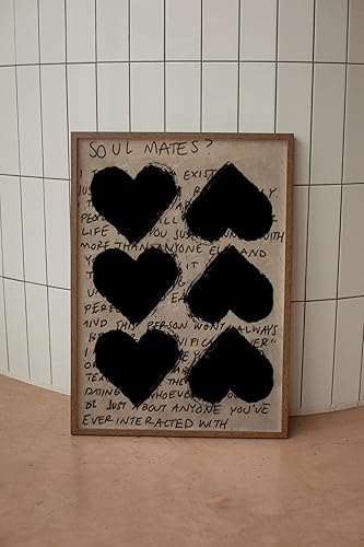 Miniatura 2 de Love Poster Retro Print 70s Black Wall Art with Psychedelic Soulmate Letter Design for Living Room or Bedroom Vintage Vibe Gallery Ready Deco