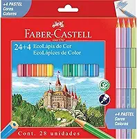 Ecolapis de cor, Faber-Castell, 120124+4P, Com + 4 pastel, estojo com 24 cores, Multicor