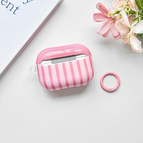 Miniatura 6 de Lovmooful Funda compatible con AirPods Pro 2, linda funda colorida a rayas con diseño de hebilla redonda, para mujeres y niñas, TPU suave a prueba