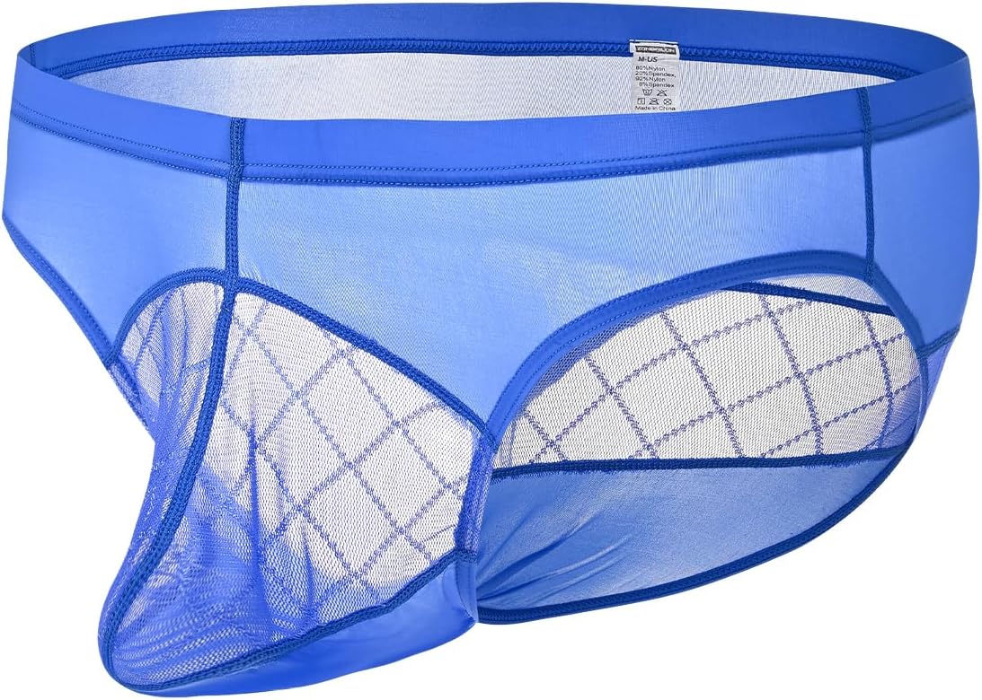 ZONBAILON Mens Sexy Underwear Mesh Pouch Briefs See Through Low Rise Ultra Thin Breathable