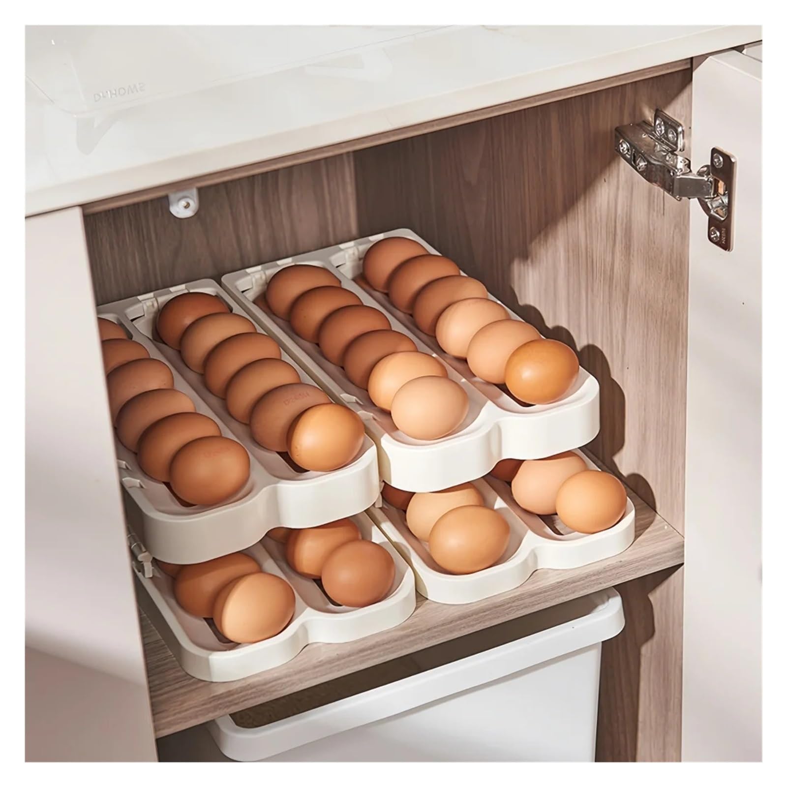 Caja De Almacenamiento De Gran Capacidad For Nevera, Puerta Lateral, Organizador De Huevos, Bandeja For Huevos, Rodillo, Dispositivo De Almacenamiento De Huevos(Shuangpai)