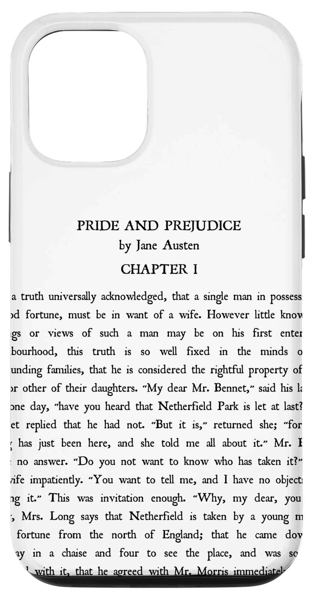 Jane Austen Pride and Prejudice Vintage Text Gift T-Shirt Case for iPhone 12/12 Pro