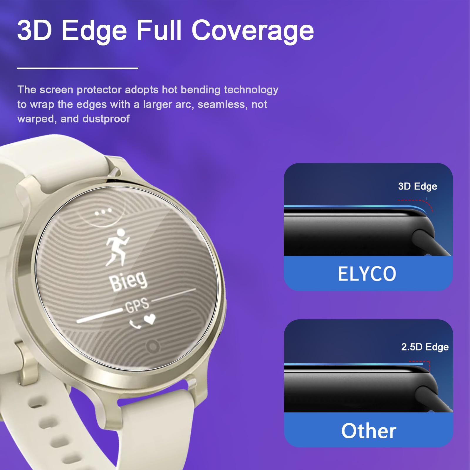 Pellicola Protettiva Vetro Temperato Per Garmin Lily 2 - 4 Pezzi, HD, Anti-Graffio, 3D Full Coverage - Foto 2