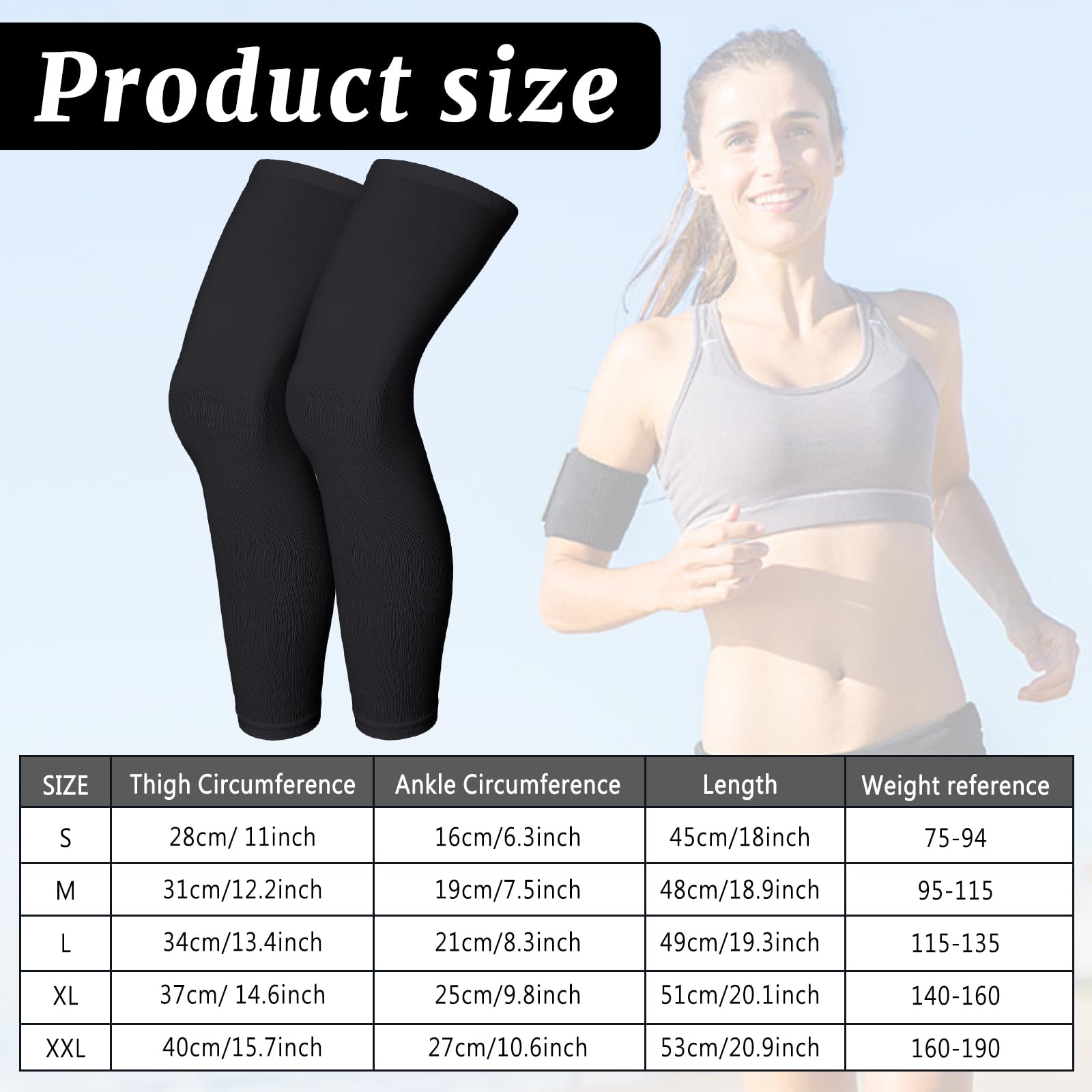 Manches de Compression de Jambes,Manchon de jambe,Maintien De Compression Genoux Anti Uv, Leg Warmers,Paires Chaussettes Été Homme Femme pour Sport Course, Jogging, vélo, Fitness