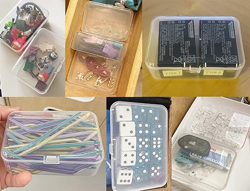 Miniatura 6 de yueton 4 cajas de plástico pequeñas rectangulares transparentes de 37 x 26 x 1 pulgadas mini cajas de almacenamiento de plástico estuche organizador