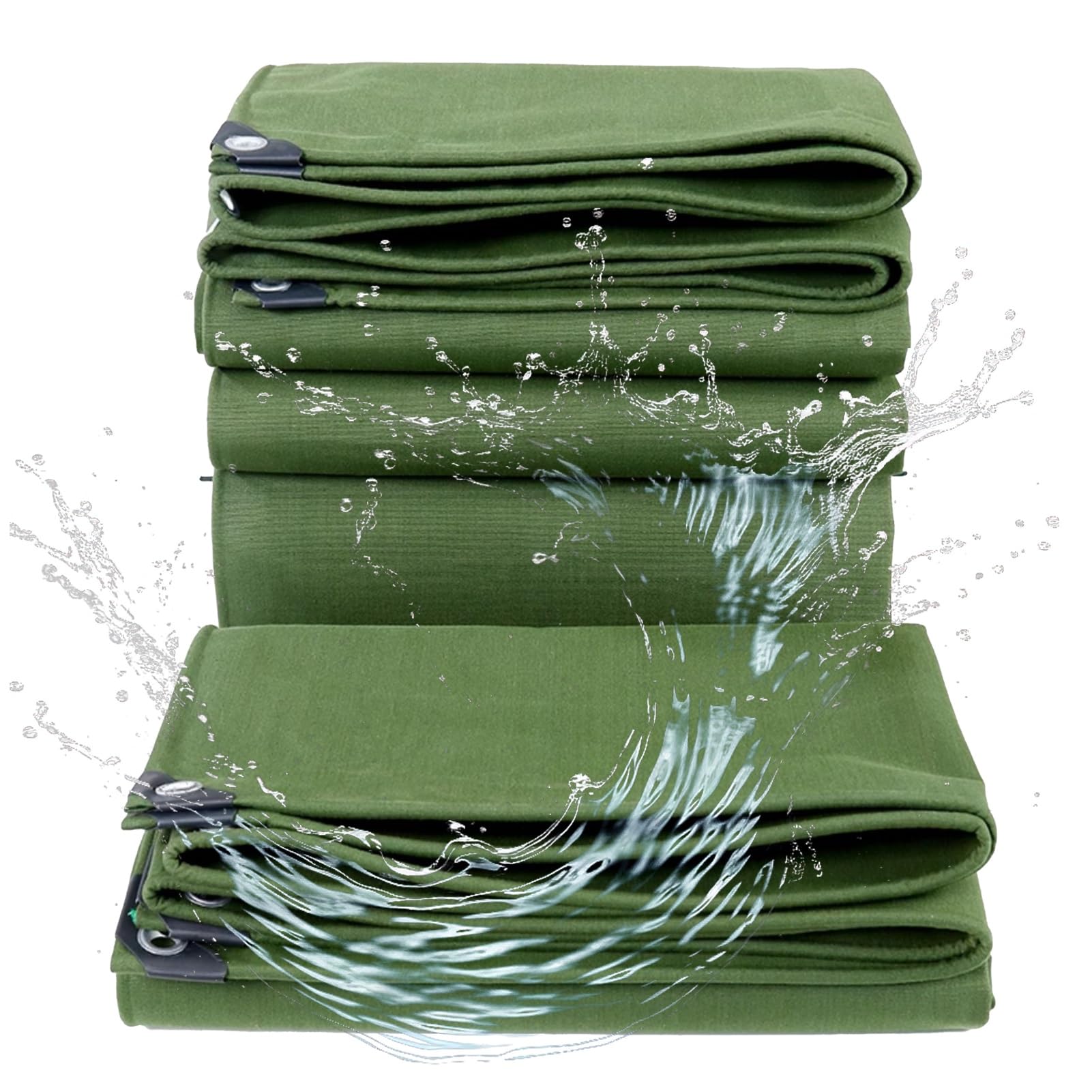 Heavy Du Bâche en Toile Imperméable Vert 1,2 x 2,4 m, 3 x 4 m, 3 x 5 m, 4 x 7 m - Bâche avec œillets encastrés pour toits, piscines, camping, protection extérieure