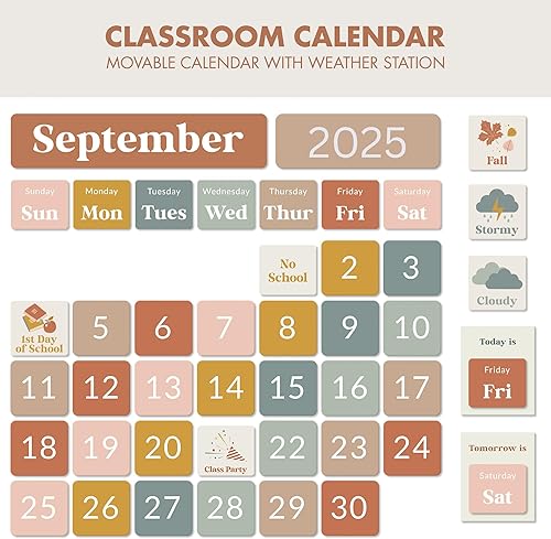 Miniatura 5 de El gráfico de bolsillo de calendario definitivo para el aula para niños - Hermoso calendario con tarjetas educativas para aprendizaje fácil -