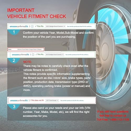 Miniatura 5 de TOVASTY - Kit de pastillas de freno y rotores para Ford Ranger serie 2010-2011 OE BK2413