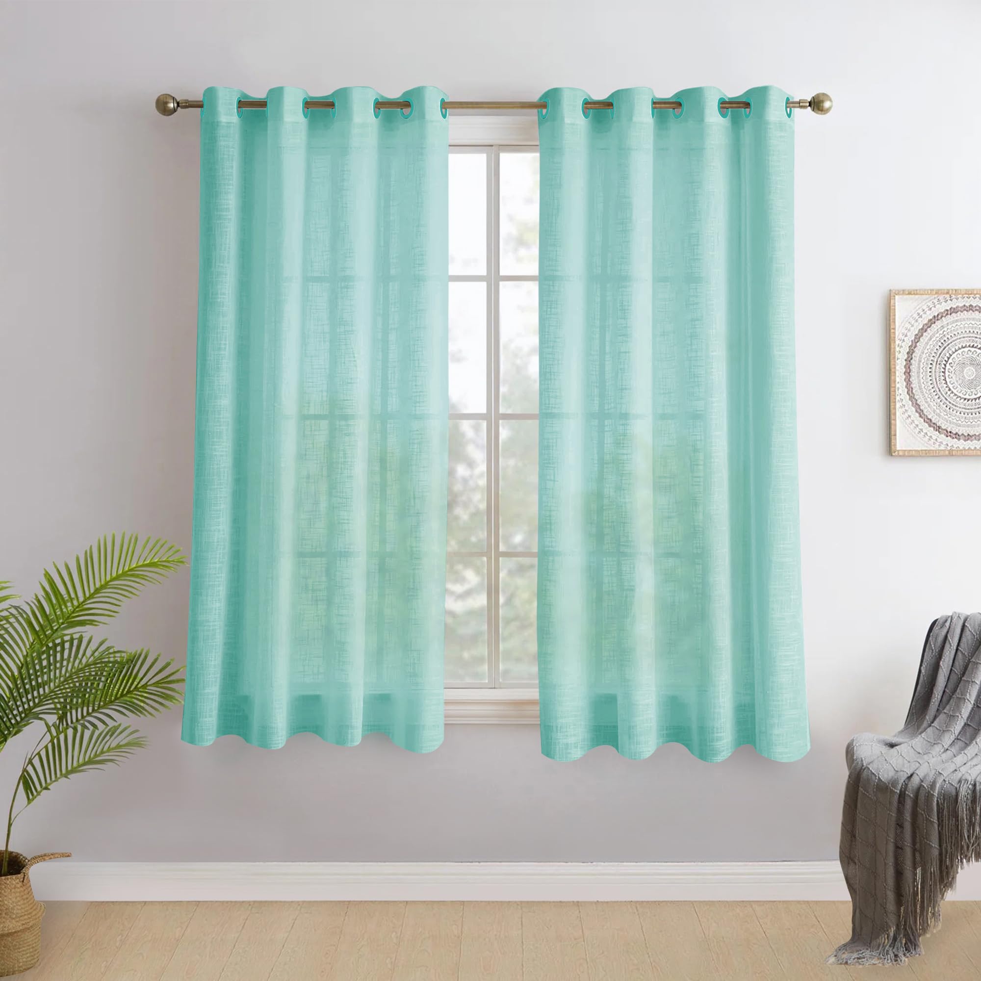 Story@Home Window Curtains 5 Feet Long Set of 2 | Solid Printed | Semi Transparent Curtain | Net Curtains | Sheer Curtain for Living Room | (118 X 152 Cm, Mint) | Perfect for Home Decor