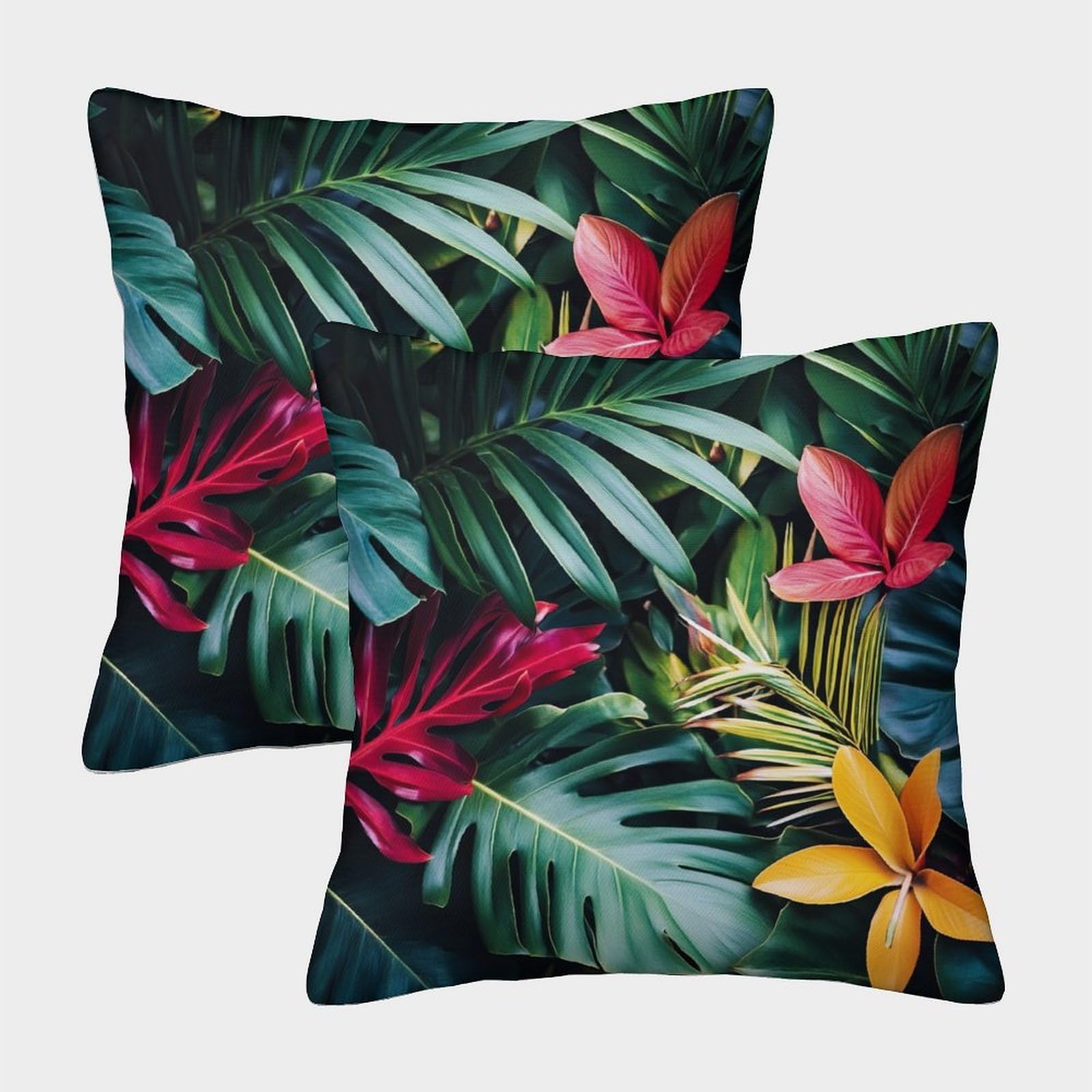 kaiyun 2 Pack Beautiful Tropical Plants - Multi Colored Leaves Personalised Cushion Cover Home Sofa Decoration 45x45cm Pillow Covers