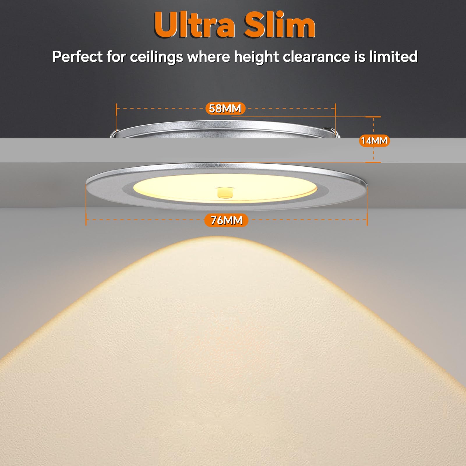 4 Piezas 2.5W Foco Empotrable 12VDC Regulable para Camper, Aluminio Focos LED Interior Techo 24VDC con Luz Roja para Autocaravana, Barco, Tráiler, Baño, Armario, Gabinete, Vitrina, 3000K