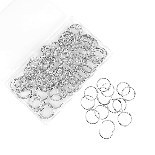 Loose Leaf Binder Office Book Rings 1-Inch（100 Pack）, with Metal