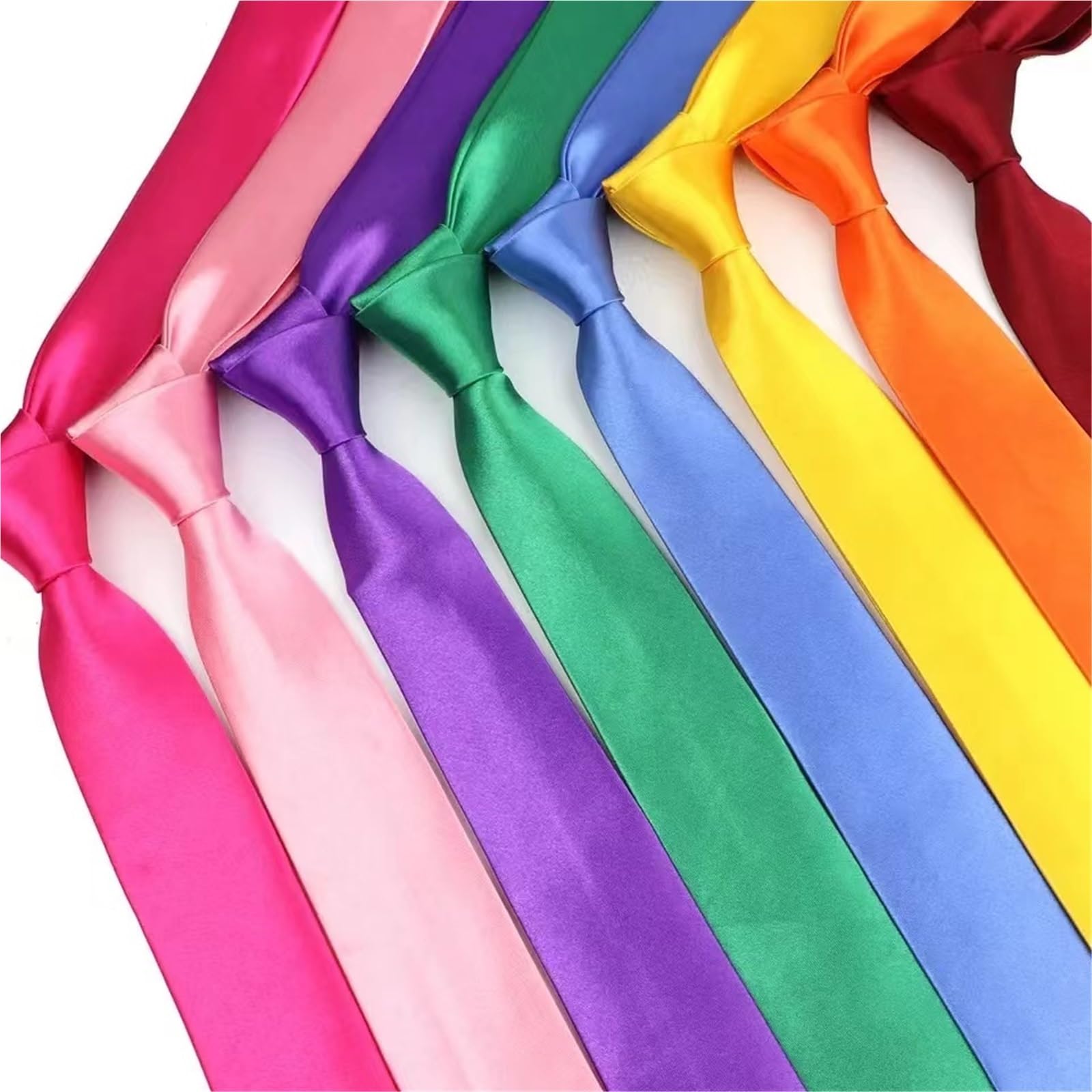 Corbata Hombre Traje Formal 10/12PCS 28 Accesorio Diario Formal De Corbata Satén Poliéster Delgado Sólido for Hombres