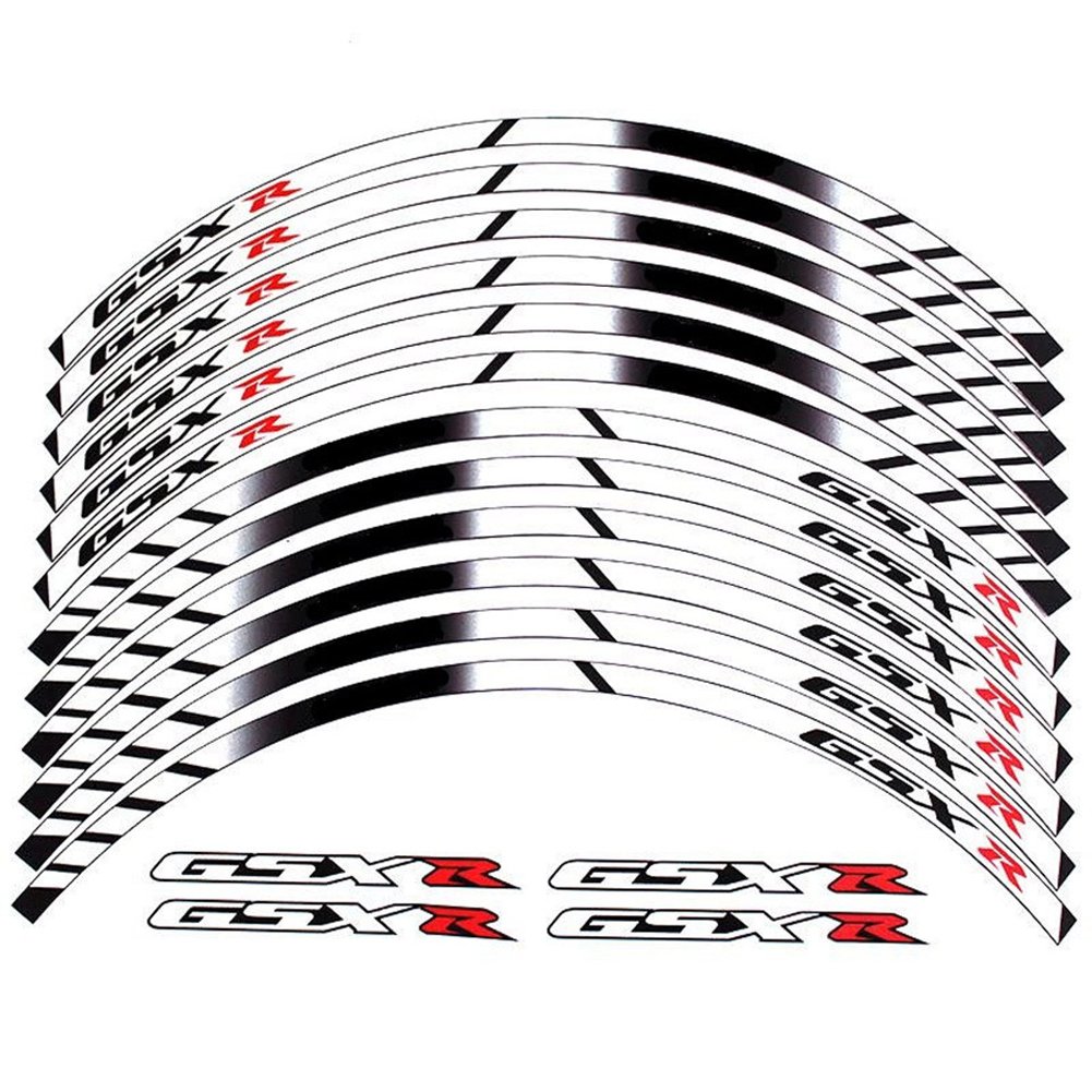 White 10 X Custom Rim Decals Wheel Reflective Stickers Stripes for Suzuki GSXR Gixxer 1000 1300 600 750