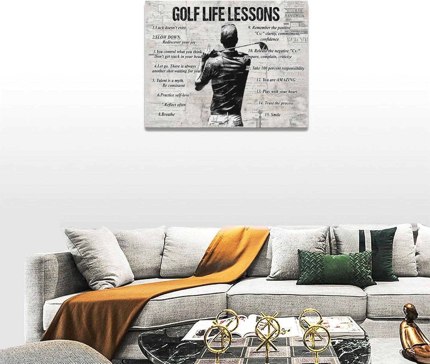 Gyeong Golf Sports Wall Art Golf Life Lessons Wall Decor Golf Sign Retro Poster Boy Men Room Motivational Decorations Canvas Print Painting Artwork for Bedroom Bathroom Living Room 16"x12" - Image 5