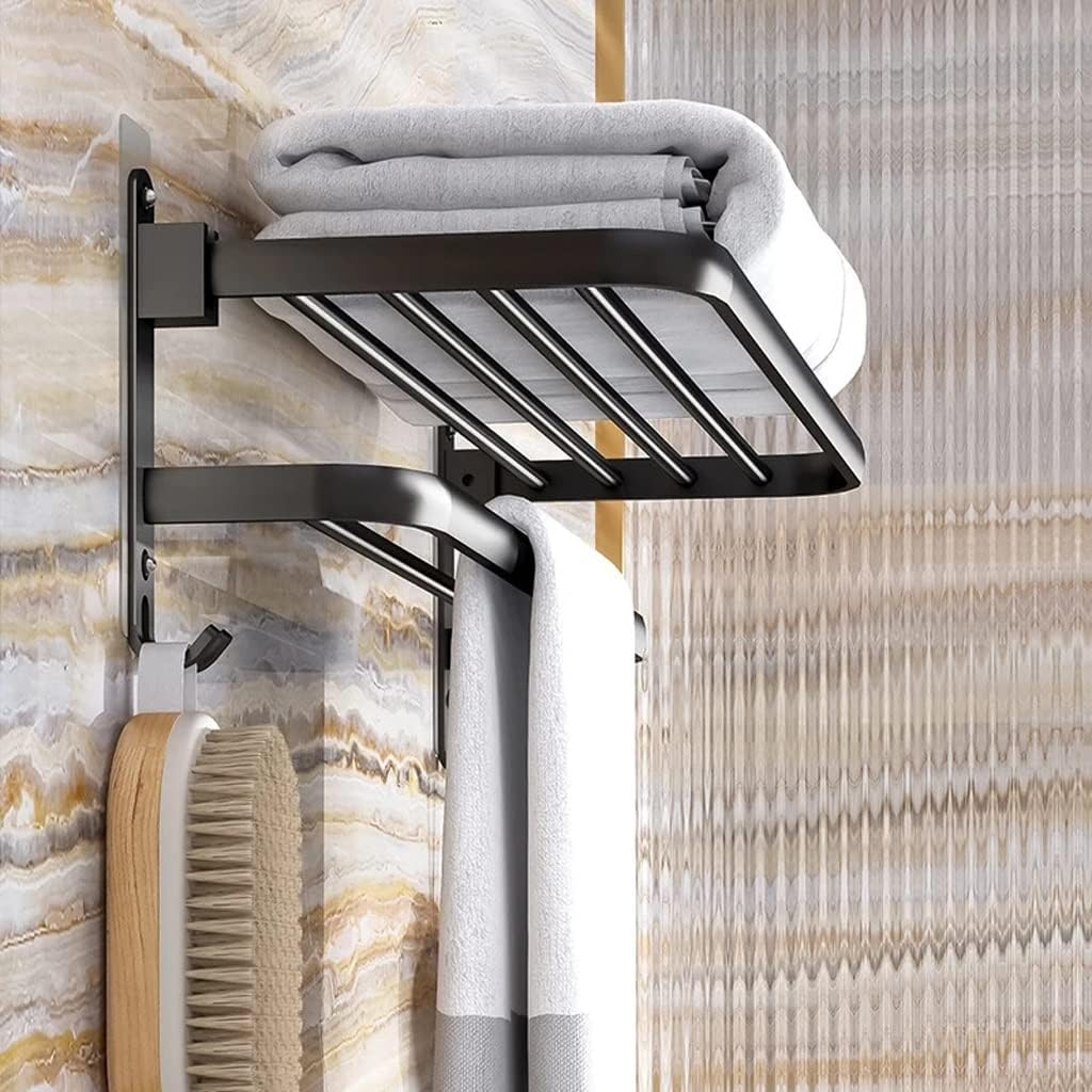 FMURY Folding Bath Towel Rack Toilet Sucker Hanging Rod Nail-Free Bathroom Towel Rack(60cm)
