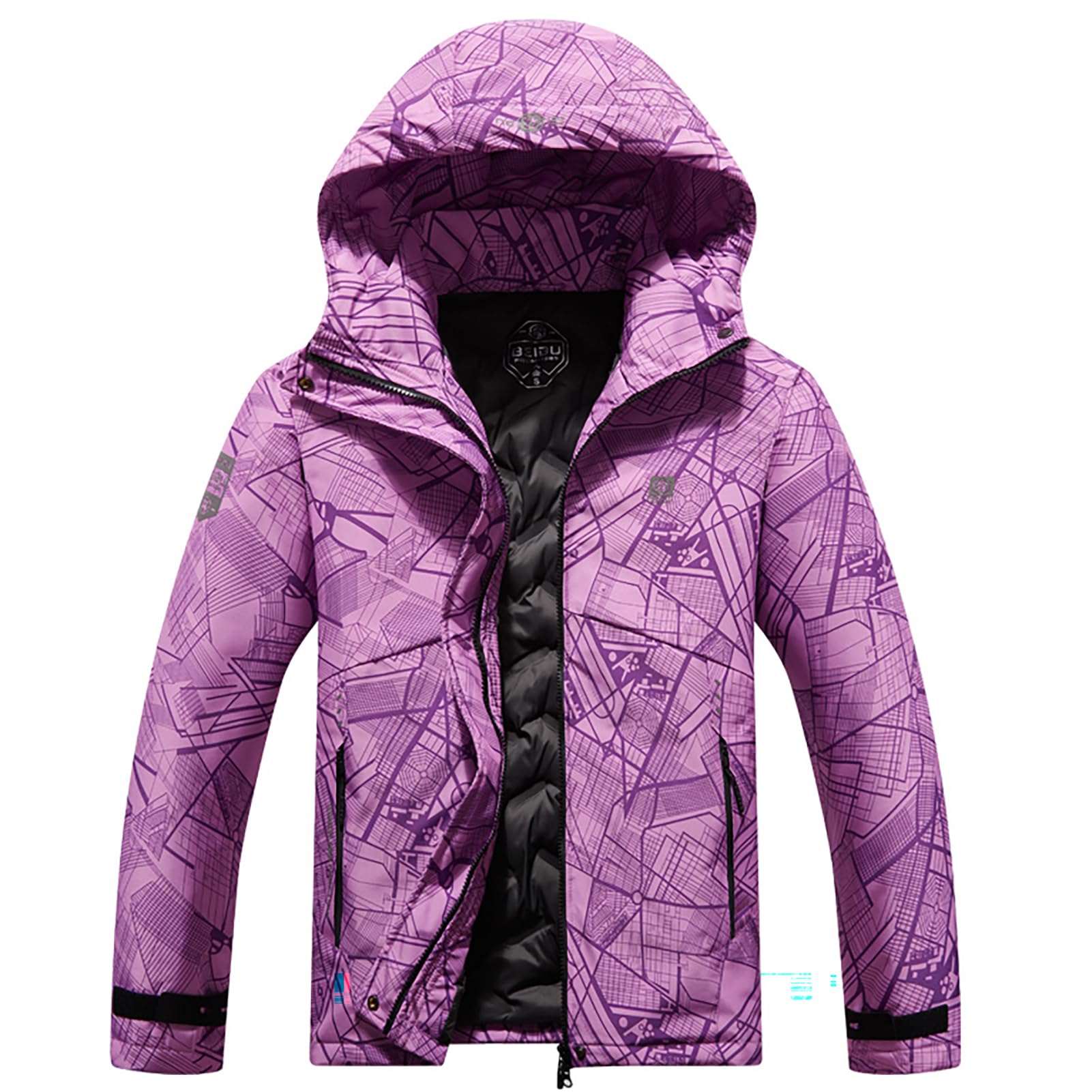 SotRong Vestes imperméables d'extérieur pour femme, manteaux de ski en polaire chaude avec capuche, coupe-vent, alpinisme, escalade, randonnée (violet, taille L), a-violet, L