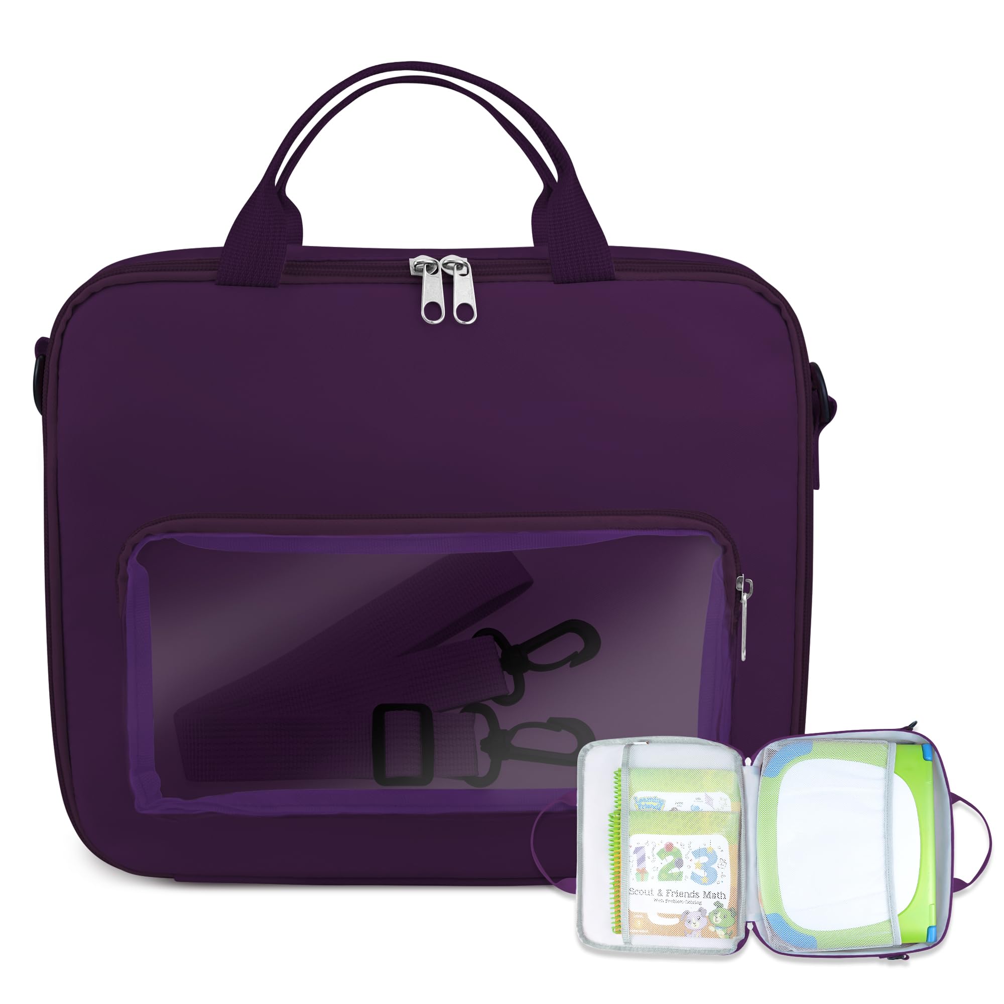 Briefcases compatible with LeapFrog LeapStart 3D Interactive Learning System, Messenger Shoulder Bag for Kids Laptop or Tablet (Purple)