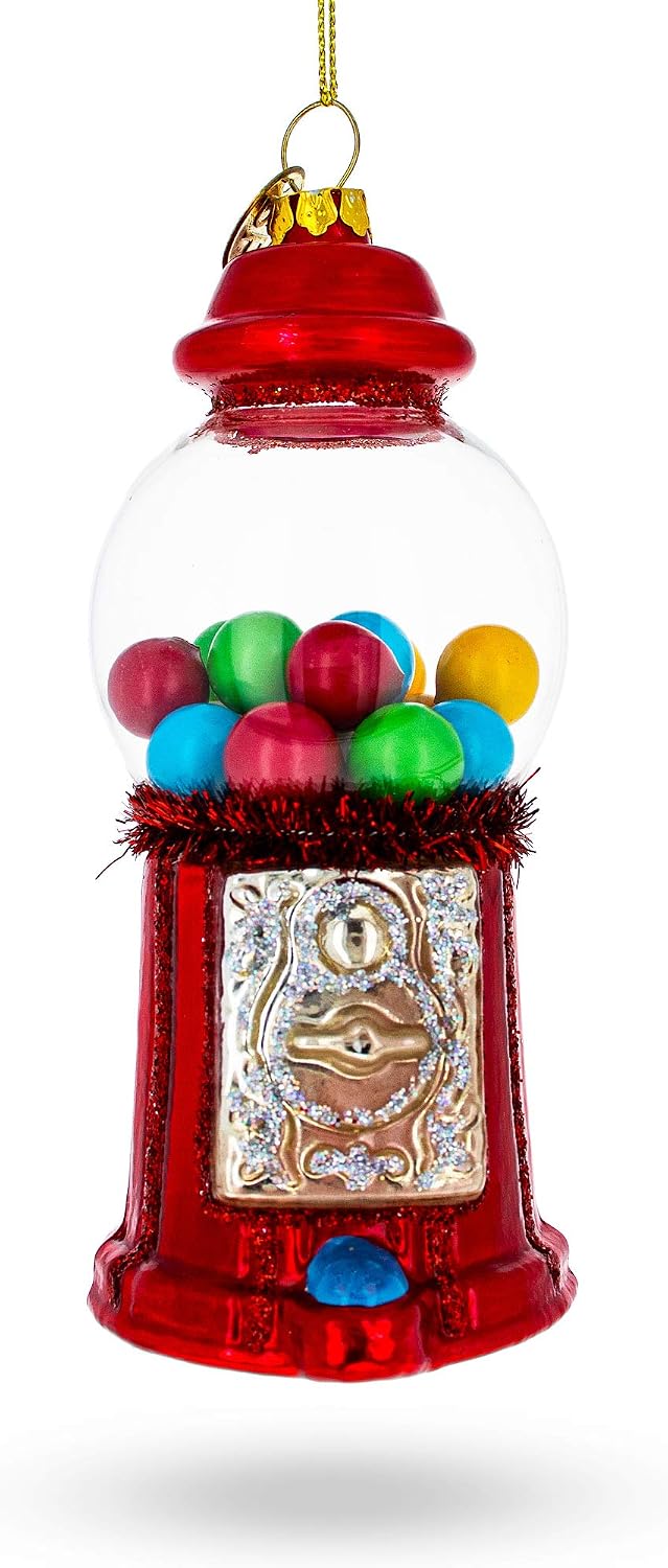 Candy Vending Machine Glass Christmas Ornament