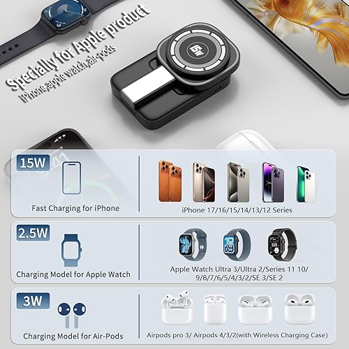 Miniatura 2 de Cargador inalámbrico magnético para iPhone 17 Pro Max Air 15 W 3 en 1 Soporte de carga rápida Mag-Safe para Apple Watch 111098 con adaptador PD USB