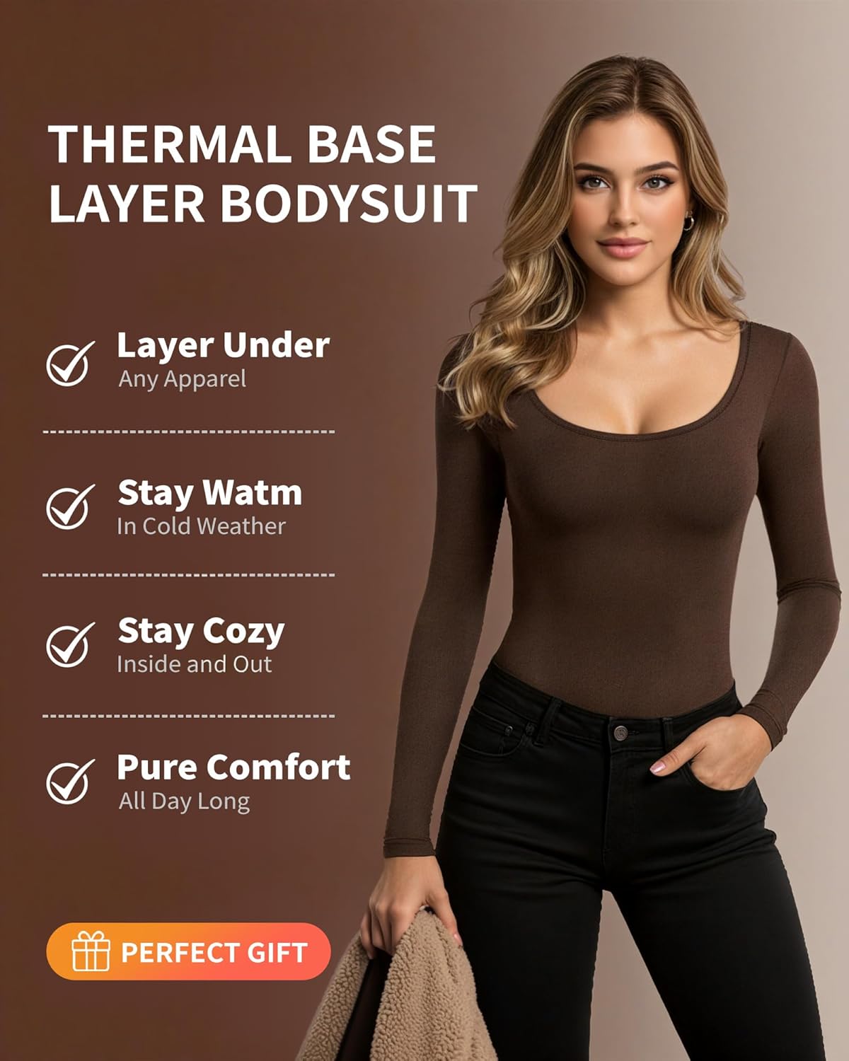 MANGOPOP Long Sleeve Shirts for Women Slim Fitted Scoop Neck Top Fleece Thermal Undershirts Base Layer Going Out Trendy 2025 - Image 5