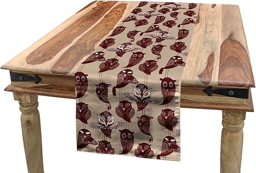 Miniatura 7 de Lunarable Camino de mesa color granate, diseño inspirado en rosetas de damasco chino, antiguo oriental vibrante, alfombra rectangular para comedor y