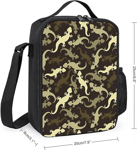 Miniatura 2 de Lizards Camo Geckos - Bolsa de almuerzo aislada, bolsa portátil reutilizable, lonchera divertida para oficina, trabajo, picnic