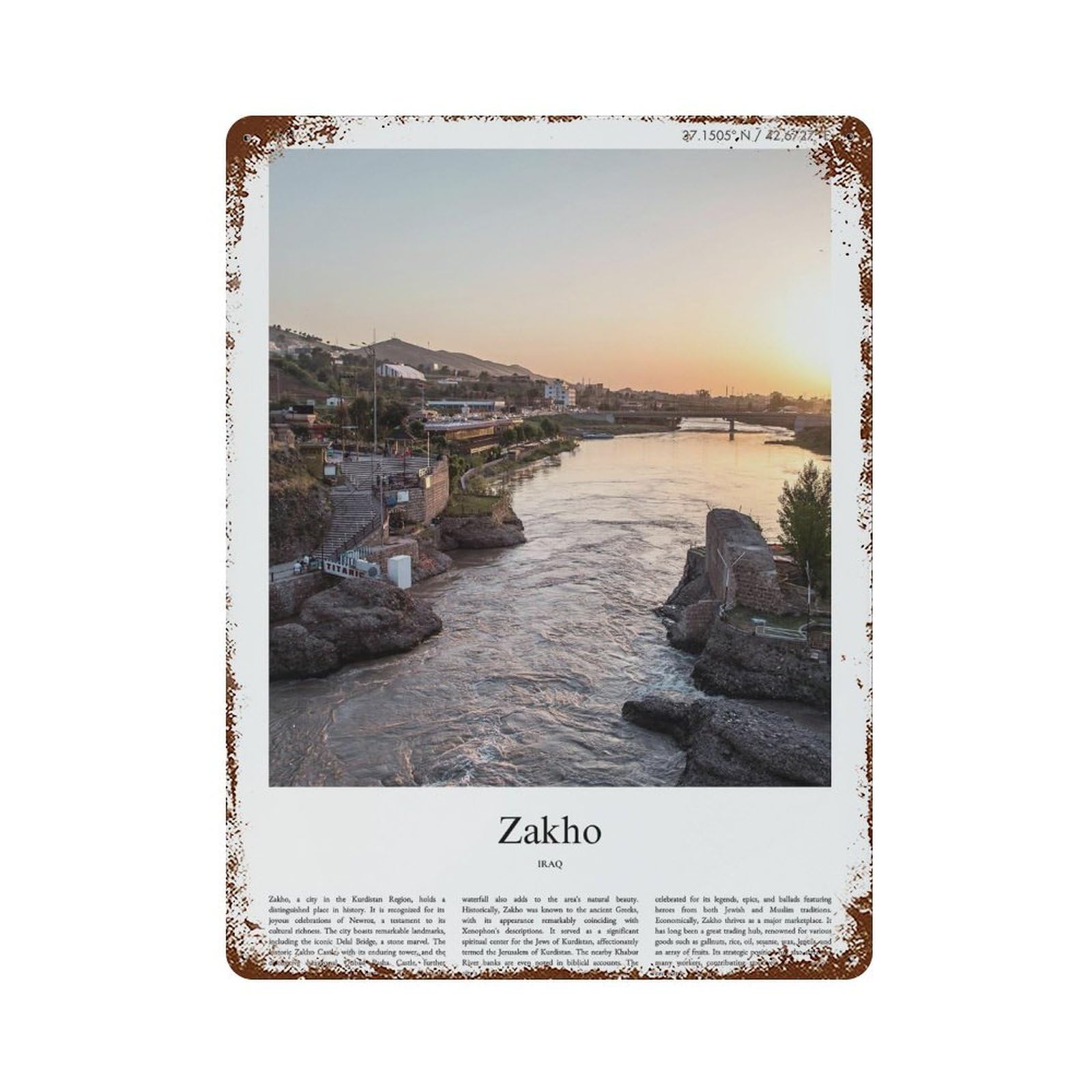 xiaoxiaoshen Zakho Iraq City Scenery Wall Decor Art Metal Tin Poster Modern Home Decor Art Home Bar Shop Decorations Vintage Sign 40x30cm
