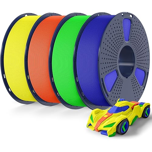 SUNLU High Speed PETG Filament 1.75mm 4KG Bundle, 3D Printer Filament 4kg, 1kg per Spool, Pack of 4, 4 Colors, Blue+Green+Orange+Yellow