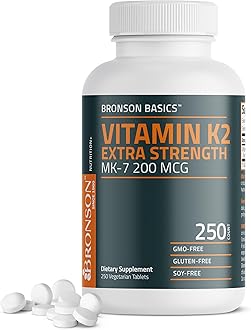 Vitamin K2 MK-7 200mcg Extra Strength, 250 Vegetarian Tablets